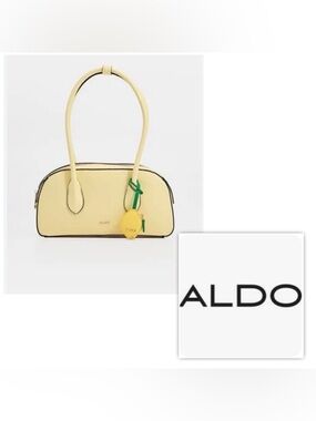 NWT ALDO Lemon Yellow LOGO Dome Tote w coin purse summer Handbag Vegan Leather